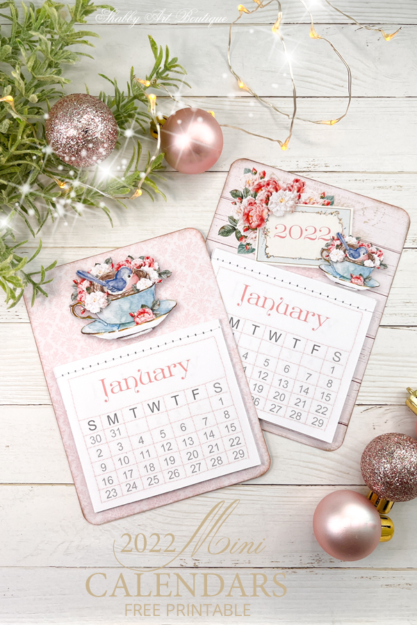 Miniature Calendar 2022 Free Printable 2022 Mini Calendars - Shabby Art Boutique