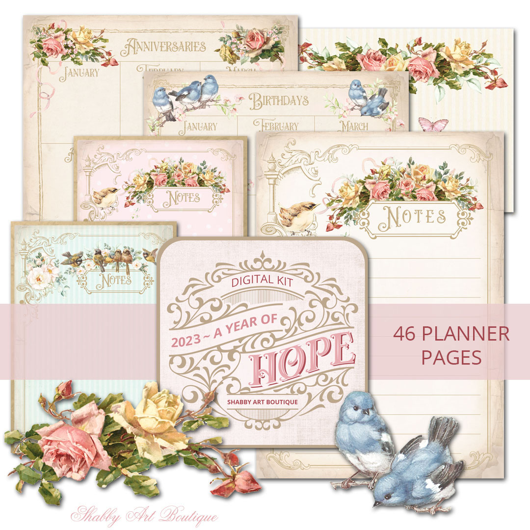 Shabby Art Boutique digital kit - 2023 Vintage Planners and Calendars available on Etsy