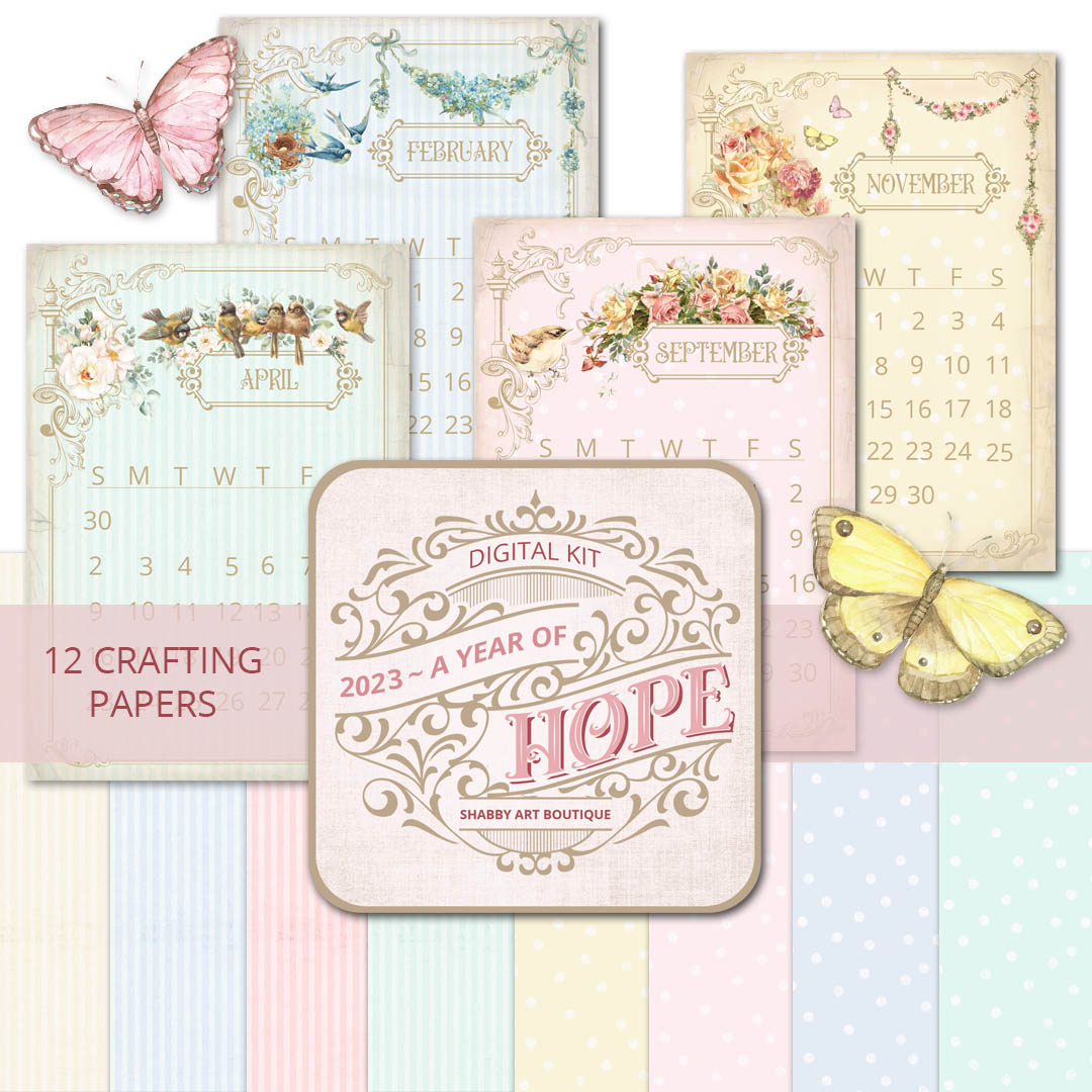 Shabby Art Boutique digital kit - 2023 Vintage Planners and Calendars available on Etsy