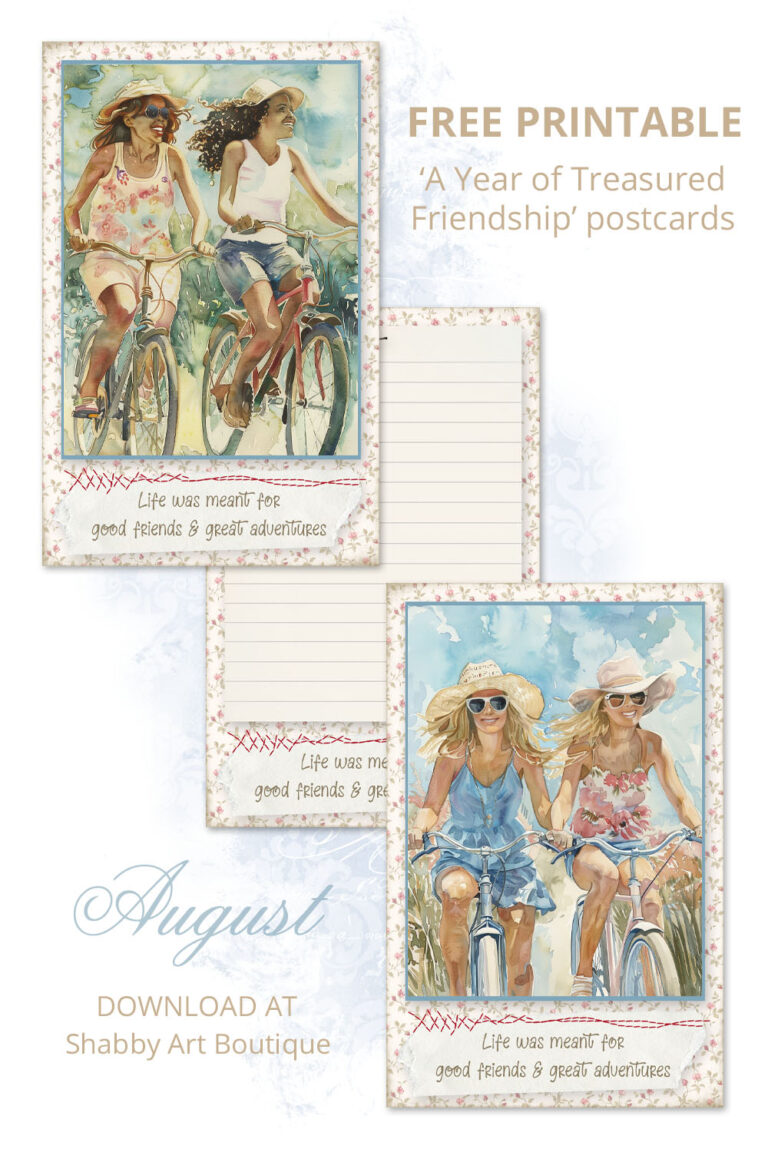 A Year of Treasured Friendships ~ August Printable Cards - Shabby Art ...